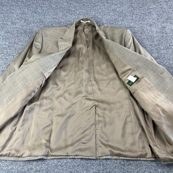 Lauren Ralph Lauren Silk Wool Plaid Sport Coat Blazer Men’s 50R Beige - Picture 2 of 14